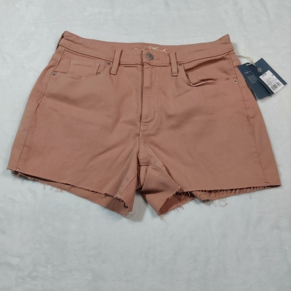 Universal Thread Blush Pink High Rise Midi Raw Hem Shorts Size 10 NWT